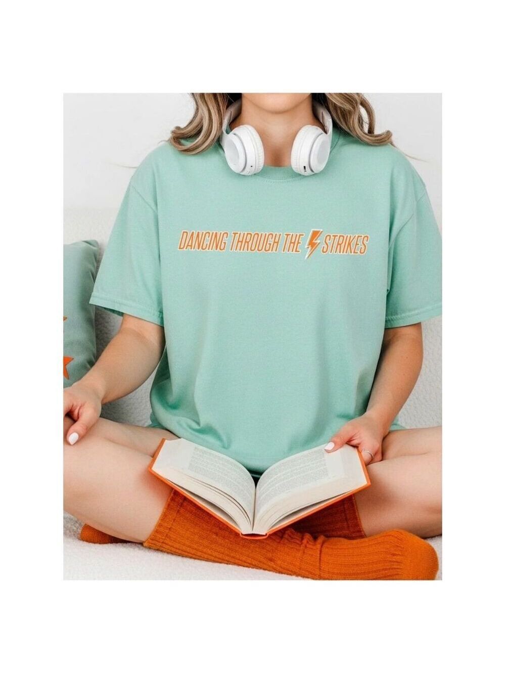 Comfort Colors XL Graphic Tee Aqua "Dancing Through The Lightning Strikes" Shirt